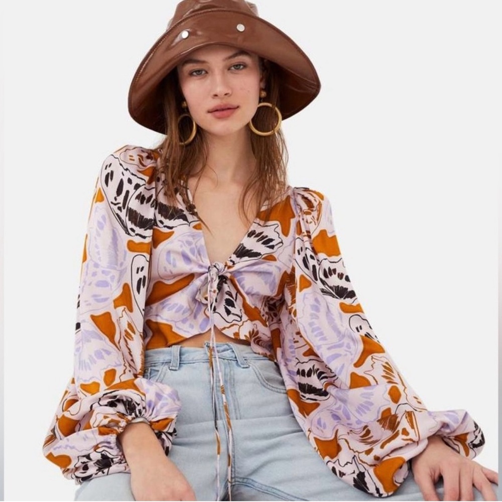 For Love And Lemons Floral Blouse - Esmeralda Crop Top, NWT